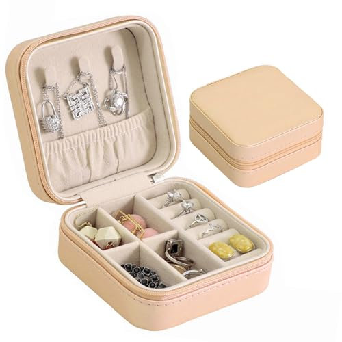 Schmuckaufbewahrung Reise,Schmucktasche,Schmuck Reiseetui,Schmuckschatulle,Kleines Schmuckkästchen,Schmuckaufbewahrung,Reise Schmucketui,Schmuckbox Reise klein für Frauen,Ehefrau,Mutter-Rosa