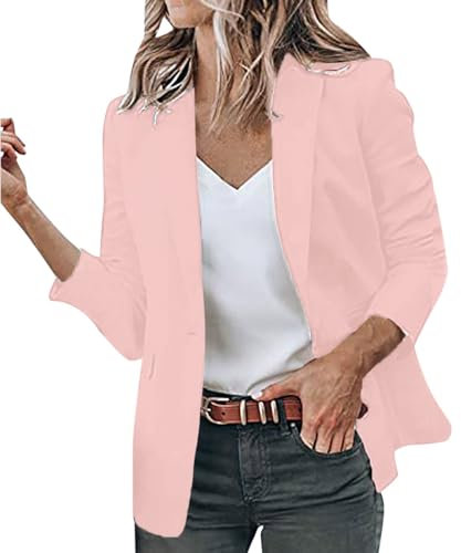 Generisch Damen Winter Casual Blazer Anzug Revers Arbeit Büro Blazer Jacke mit Gürtel Großen Größen Langer Blazer Mantel Damen Beige S M L XL XXL 4XL 5XL