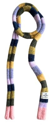 PEAINJ Gestreifter Schal für Damen, Strickschal, lang, schmal, bunt, für den Winter, modisch, Y2k-Zubehör, Stil 5, Einheitsgröße