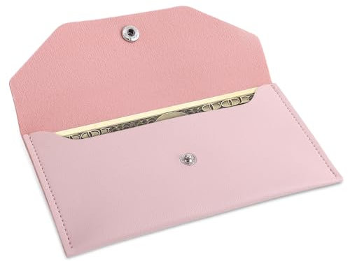 Xinjoduz Enveloppes de Rangement en Cuir Porte-monnaie Rétro Rose pour les Voyages, les Femmes et les Filles