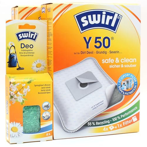 8 Staubsaugerbeutel + Deo-Perlen kompatibel mit Fakir Garcia, Peter, Red Vac Power, Theo, Willi | kompatibel mit Swirl Y50 - Y 50 | 8 Beutel, Lufterfrischer, Zubehör, Ersatzteile