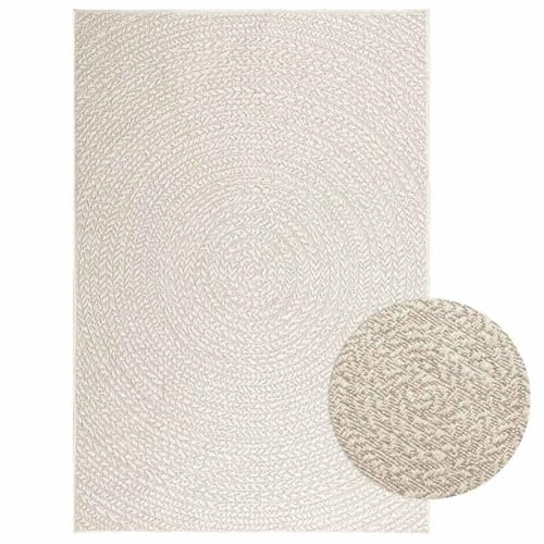 vidaXL Teppich ZIZUR Creme 120x170 cm Jute-Optik Indoor und Outdoor, Fußmatte, Bodenteppich, Teppichboden, Bodenmatte, Flächenvorleger, Innenteppich