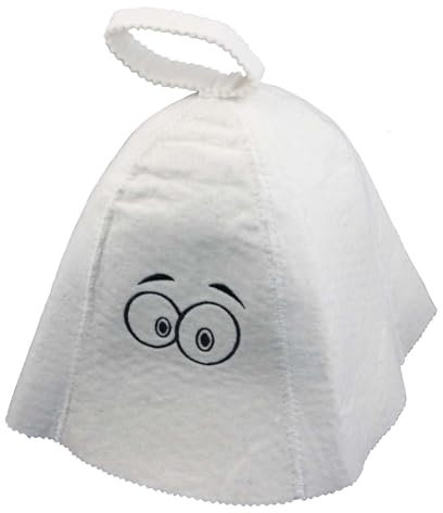 Saunahut mit Augen Motiv, aus Filz Filzkappe Saunamütze Saunakappe Stickerei
