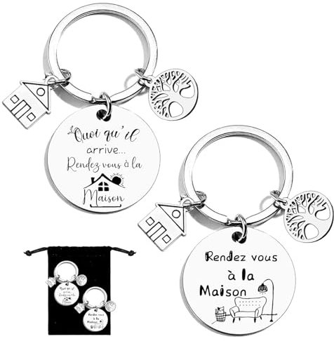YZLPLP Porte clé Maison Couple Personnalisé: Ensemble de 2Pcs Porte Clef en Acier Inoxydable-pour la Maison-Cadeau Amour de Pendaison de Crémaillère Porte Clef Idee Cadeau Couple Original (1)