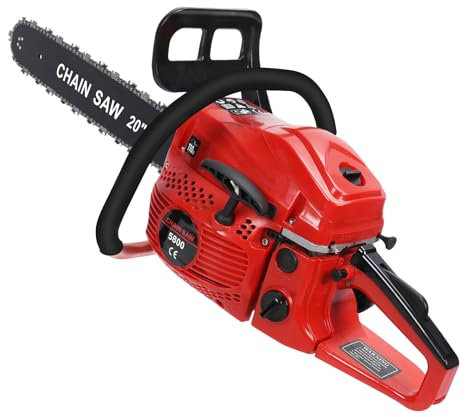 58cc Professional-Grade Gas Chainsaw with 20-Inch Bar & Auto Oiler – Heavy-Duty Tree Felling Tool for Firewood, Logging | Ergonomic Anti-Slip Handle, High-Temp Quenched Chain & Low-Kickback Design
