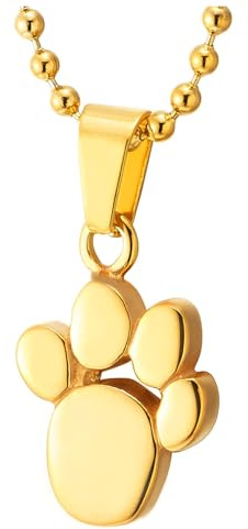 COOLSTEELANDBEYOND Halskette mit Pfotenabdruck Anhänger in Gold, Edelstahl Schmuck für Tierliebhaber, Kette mit Pfoten Charme