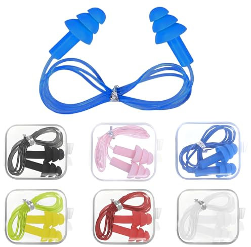 6 Paia Tappi per le Orecchie,Tappi Auricolari in Silicone Riutilizzabili, Riduzione del rumore, protezione dell'udito, impermeabilizzazione