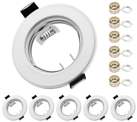 LteelDay 6 Pack Round Matte White GU10 Recessed Downlight Frames