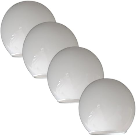 4er-Set Ersatzglas Lampenschirm Kugel Weiß – Opalglas Lampenglas rund für E14 Fassungen, Kugelförmiger Glas Ersatzschirm für Wandlampe, Deckenleuchte & Tischlampe – Lampenschirm Glas Weiß
