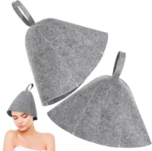 BAZEITFLOW Leichte Filz Saunahaube 2 Stück mit Schlaufe für Finnische Sauna