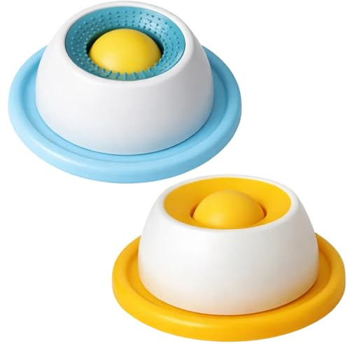 2 Piece Licky Bowl for Dogs, Slow Feeding Lick Bowl with Dog Puzzle Toys, Lick Mats for Dogs, Dog Lick Mat and Lick Bowl Set for Pets, Puppy Training, Promotes Natural Eating (Blue + Yellow)
