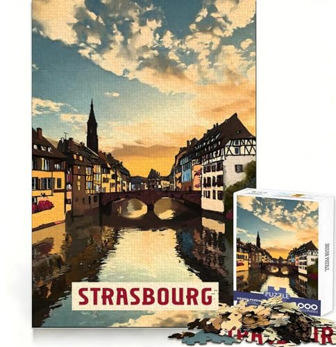 Strasbourg 1000 Piece Jigsaw Puzzles for Adults Jigsaw Mind Training Gentle Pastime Laser Cut Meaningful Gift (38x26cm)