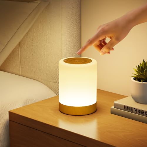 FOMYHEARD Nachttischlampe Touch Dimmbar, LED Nachtlicht für Kinder Baby | 3000mAh Touch Lampe 5 Modi 256 RGB Farbwechsel & Warmweiß, Akku USB Aufladbar Stilllicht Night Light, Tischlampe Kabellos