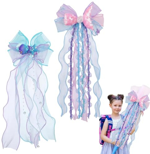 Schultütenschleife, Schleife Schultüte, Meerjungfrau Zuckertüten Schleife | 39×13cm Schulanfang Einschulung Deko, Schultüten Schleife zur Einschulung Mädchen und Junge