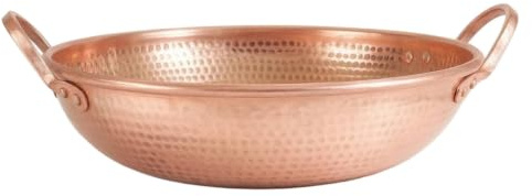 F Fityle Large Cooking Vessel Copper Pot Cookware Serving Pot Hot Pot Braising Pan Lustrous Copper Finish with Uniform Heat, Extra Large Induction Cooker Compatible Flat Bottom