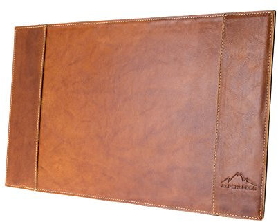 Alpenleder Schreibtischunterlage - TIROL (Handgefertigt) - Nachhaltiges Bio-Leder aus regionaler Landwirtschaft | Schreibtischunterlage leder, Mit Dokumentenfach *Fair Produziert* (68 x 45cm, Cognac)