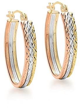 CARISSIMA Damen-Ohrhänger 3 Farben Gold Large Triple Ova 9 Karat 375 Tricolor 3.53.8739