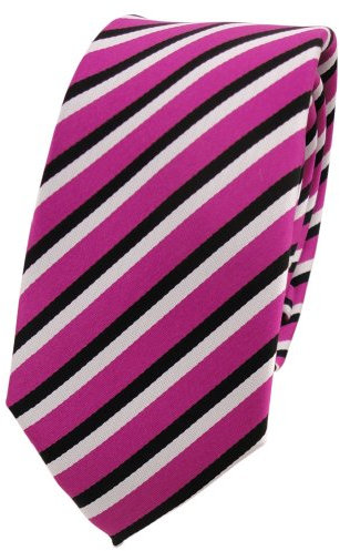 TigerTie - schmale Designer Krawatte in pink schwarz weiß gestreift
