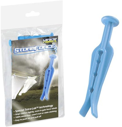 Pinces à linge (lot de 24) Stormforce TM de MiracleWorksTM. Pinces à linge extra fortes pour garder votre linge sur le fil.