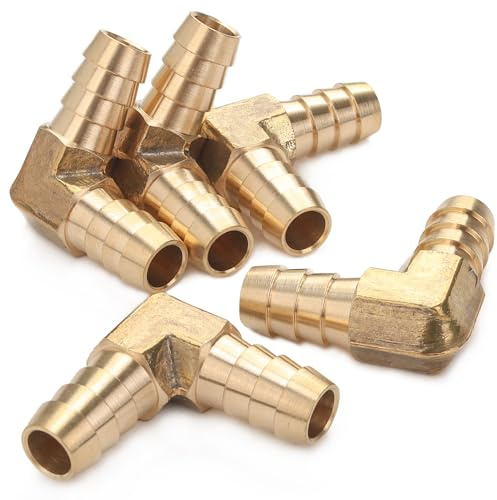 Generico-90 Gradi Gomito Ottone Barb Raccordo 3/8x3/8Hose ID Air/Water/Fuel/Oil/Inert Gases (confezione da 5)