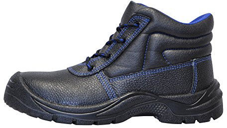 workAnt Sicherheitsschuhe S3 Leder SRC Kermen Hoch Leicht Stahlkappe & Trittschutz Arbeitsschuhe Rutschhemmend Sicherheits-Schnür-stiefel auch als Halbschuhe KERMEN, Stiefel-schwarz, 45EU / 10,5UK