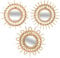 Atmosphera - Set aus 3 Spiegeln Sonne - Rattan D 28 cm - Beige