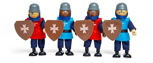 Bigjigs Spielzeug Holz Mittelalterliche Ritter - Holzpuppenhaus Figuren, Spielset