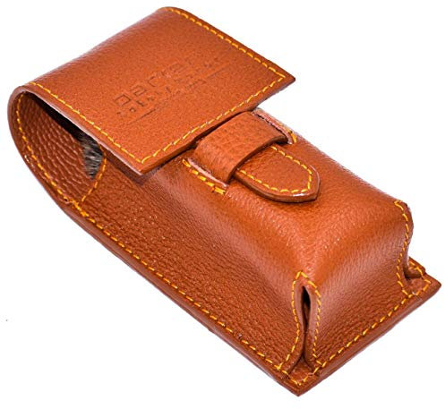 Reise-Rasierpinseletui aus echtem Leder von Parker Safety Razor (Saddle Brown)