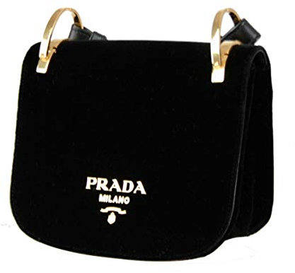 Prada Damen Schwarz Samt Abendtasche 1BD039