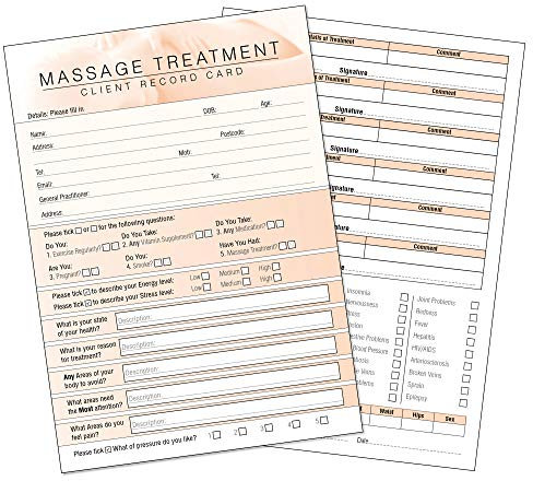Massagekunde Karteikarte - Behandlungsberatungsformular für mobile Therapeuten & Salons A6 50 Stück - Querformat