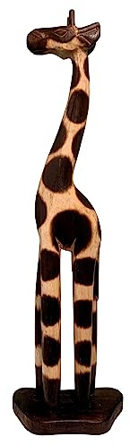My Family House Wooden Giraffe Ornament Hand Carved Safari Jungle Themed African Fair Trade Animal 40cm