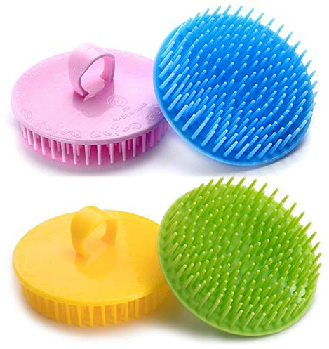 Hair Scalp Brush Dandruff Cleaning Brush Shower Scalp Shampoo Brush Scalp Massager Pack of 4(Blue,Green,Yellow,Pink)