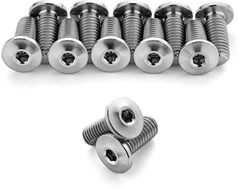 Terske Ultra-Low Profile Superlight Natural Titanium Bottle Cage Bolts: 4-Pack