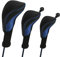 Number-one Golf Club Head Covers for Fairway Woods Driver Hybrids, 3Pcs Long Neck Mesh Golf Club Headcovers Set with Interchangeable No. Tags 3 4 5 6 7 X (Blue)