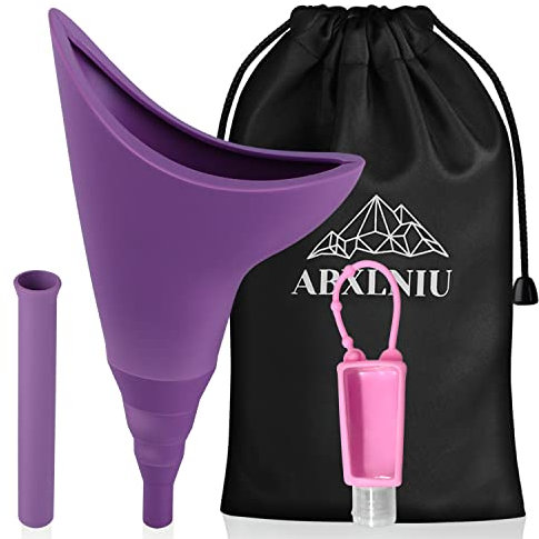 ABXLNIU Weibliches Uriniergerät, Wiederverwendbares Silikon-Urinal für Frauen stehen und pinkeln wie ein Mann, zuverlässig zum Wandern, mit Tragetasche …