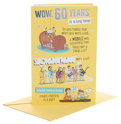 UK Greetings Geburtstagskarte zum 60. Geburtstag für Ihn/Freund, Happy Birthday Geschenke, Ihn, Jungen, Männer, humorvolles Design, mit Umschlag, 155 x 235 mm