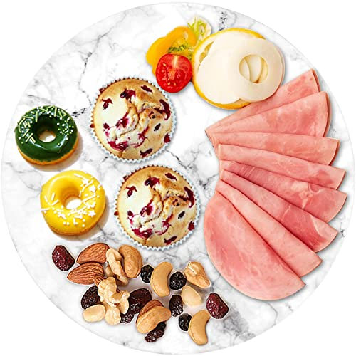DEAYOU Marble Lazy Susan, Natural Marble Round Tray Turntable Cake Stand, 12 Lazy Susan Cheese Board with Silent Rotating for Serving, Table Display, Cupcake, White, Revolving Cake Leveler Spinner