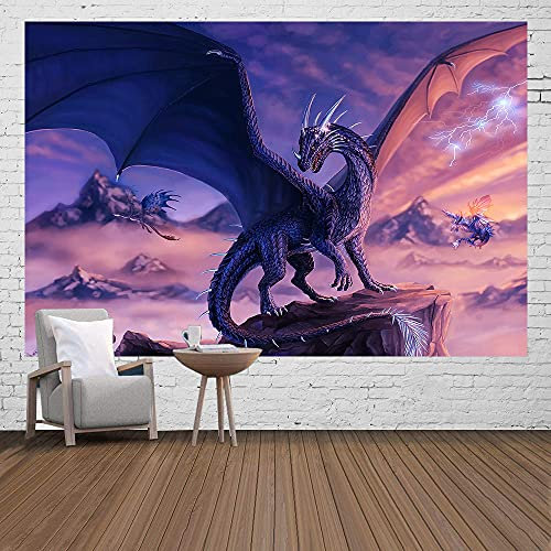 Ine Ive Dragon World Tapisserie Mittelalter Fantasy Tiere Wanddekoration Hippie Art Ästhetik Wandbehang Flanell Große Größe 1160 cm Wandteppich für Herren Zuhause Wohnzimmer Schlafsaal Schlafzimmer