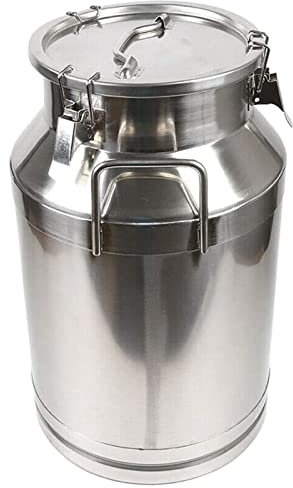 Robuste Milchkanne, 304 Edelstahl Milchkännchen Weineimer Flasche Milchtransporteimer Ölfass Teekanister mit versiegeltem Deckel für flüssige Feste Lagertanks, 50 l
