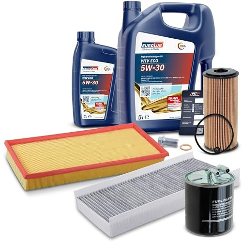 ATEC Germany Inspektionspaket Filterset mit 1x Ölfilter, 1x Kraftstofffilter, 1x Luftfilter, 1x Innenraumfilter, 1x Motoröl 5W-30 6 l, Kompatibel mit MERCEDES A-Klasse (W169), B-Klasse (W245)