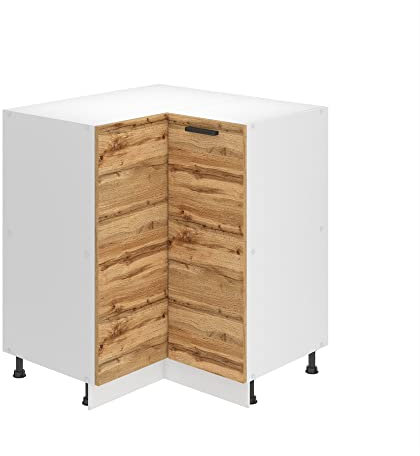 Belini Unterschrank Küche, Küchenunterschrank 90 cm Breite. SNP Küchenunterschrank ohne Arbeitsplatte. Eckschrank Küche mit 1 Tür, Wotan-Eiche