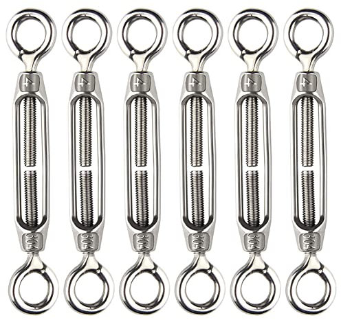 6 Pezzi M4 Tenditore Acciaio Inox 304 Tenditore Filo Regolabile Tenditori Occhiello e Occhiello per Cavi in Acciaio Tenditori per Funi