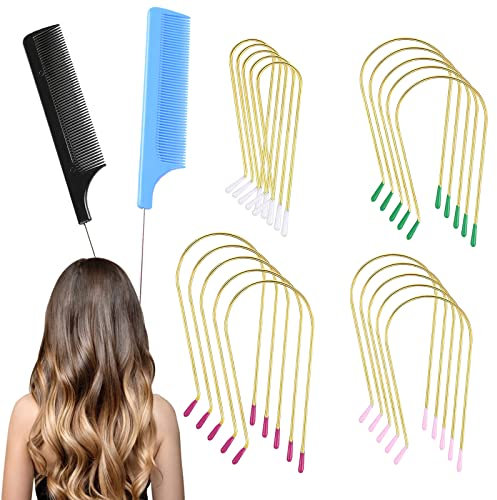 22 Stück verschiedene Clips für heiße Lockenwickler Ersatzclips für heiße Lockenwickler Sicherheitsnadeln Passend für die meisten Größen von Lockenwicklern mit 2 Stück Rattenschwanzkamm für Haarlocken