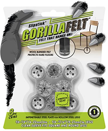 Slipstick GorillaFelt Chair Leg Floor Protectors for Hardwood Floors, Felt Furniture Pads with Clear Sleeves for Furniture That Stay in Place