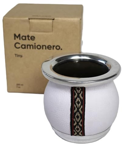 thebmate Tazza Yerba Mate di alta qualità (zucca mate) – Tazza da tè in ceramica realizzata a mano in Uruguay – Mate Tiny – Camionero Style (bianco)