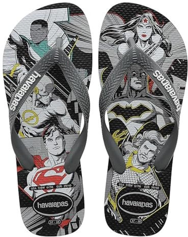 Havaianas - Top Heróis DC, Bequeme, Robuste und Leichte Badelatschen mit Helden- und Schurken-Sohlen, Unisex Erwachsene, Grau Schwarz Graphit, 39/40 EU