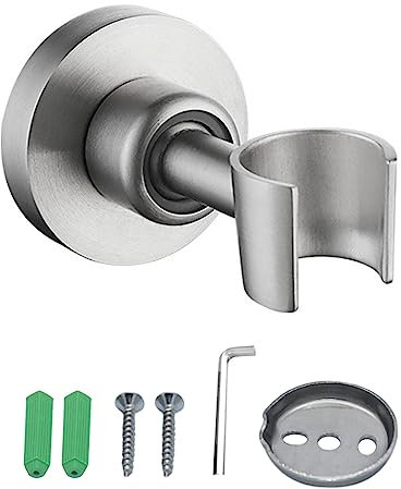 Handbrause Halterung, Verstellbarer Brausehalter, 360° Drehbar Duschkopfhalterung, Universel Edelstahl Duschhalter, Wandhalterung Duschkopfhalter, Wandmontierte Duschhalterung für Badezimmer (Silber)