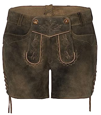 Spieth & Wensky Damen Trendige Lederhose mit Stickereien 28 cm Barbie