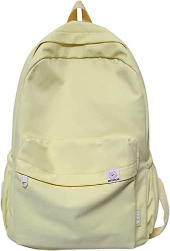 Difa Rucksack, Difas Bär Rucksack, Kawaii süßer ästhetischer Rucksack Salbeigrüner Rucksack, großer lässiger Rucksack (Gelb)