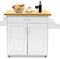 UISEBRT Carro de cocina con encimera, isla de cocina de madera, armario de cocina con ruedas, carrito de servicio con cajón y estante, carrito de cocina en estilo rústico, color blanco